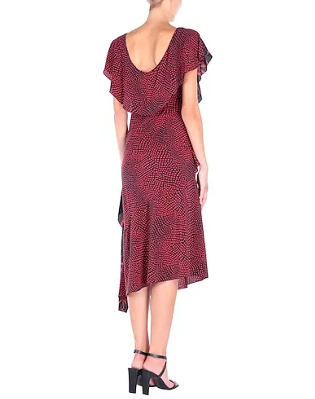 Diane von Furstenberg Draped Ruffle Dress Red Black for rent on The Volte - main image