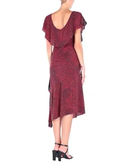 Diane von Furstenberg Draped Ruffle Dress Red Black for rent on The Volte - image 3