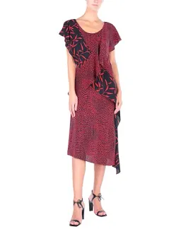 Diane von Furstenberg Draped Ruffle Dress Red Black for rent on The Volte - image 4