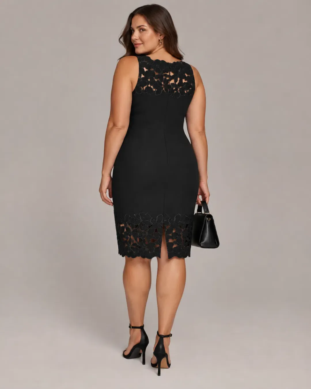 Donna Karan Black Floral Cutwork Midi Dress for rent on The Volte - main image