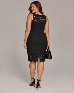 Donna Karan Black Floral Cutwork Midi Dress for rent on The Volte - image 2