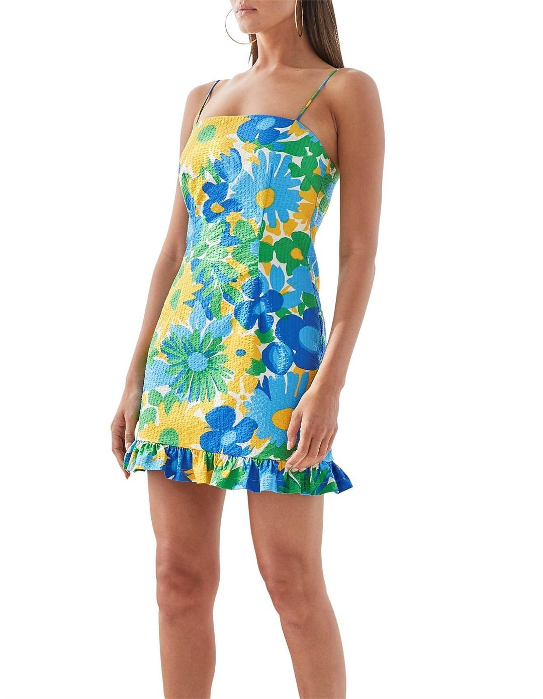 By Johnny Sunday floral frill mini dress for rent on The Volte - main image