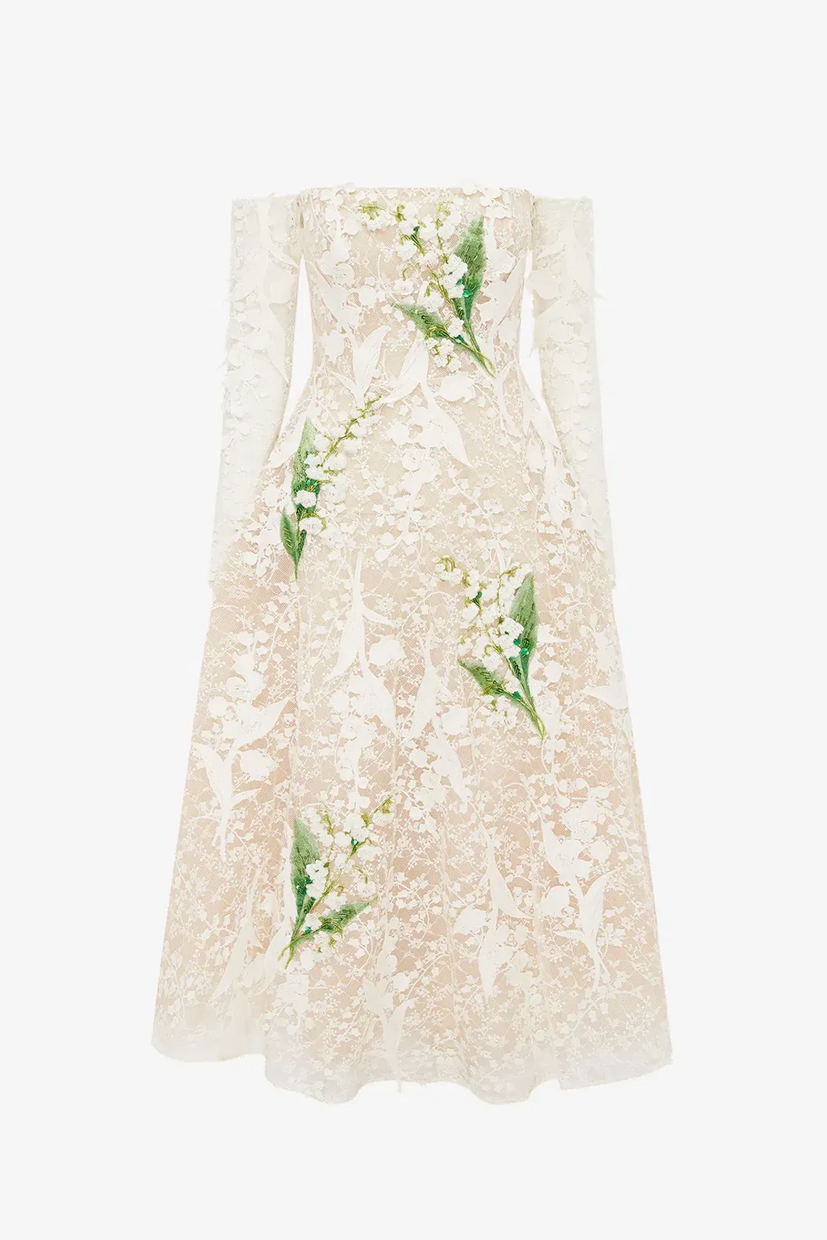 Off-Shoulder Embellished Lace Bustier Midi Dress by Leo Lin size 8 - Image 6