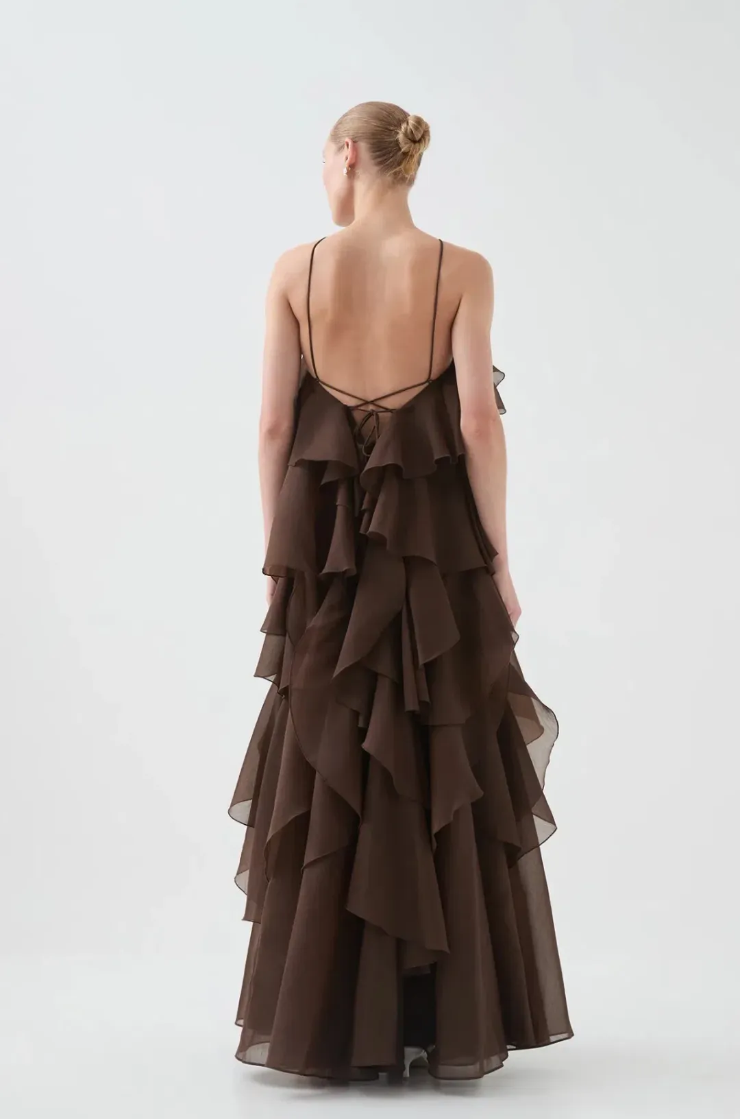 Aje Pandorea Layered Maxi Dress Brown Size 8 for rent on The Volte - main image