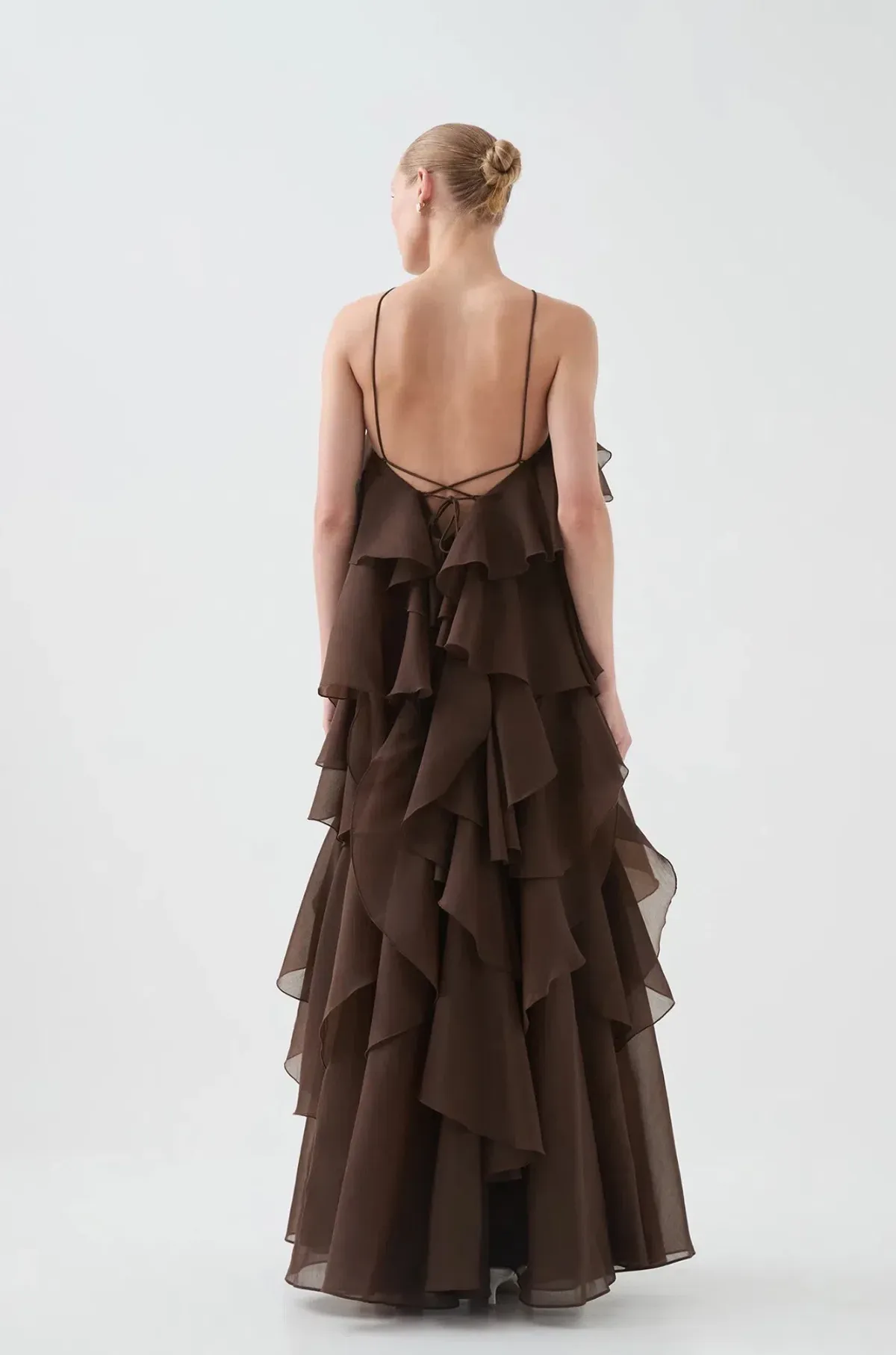 Aje Pandorea Layered Maxi Dress Brown Size 8 - Image 2