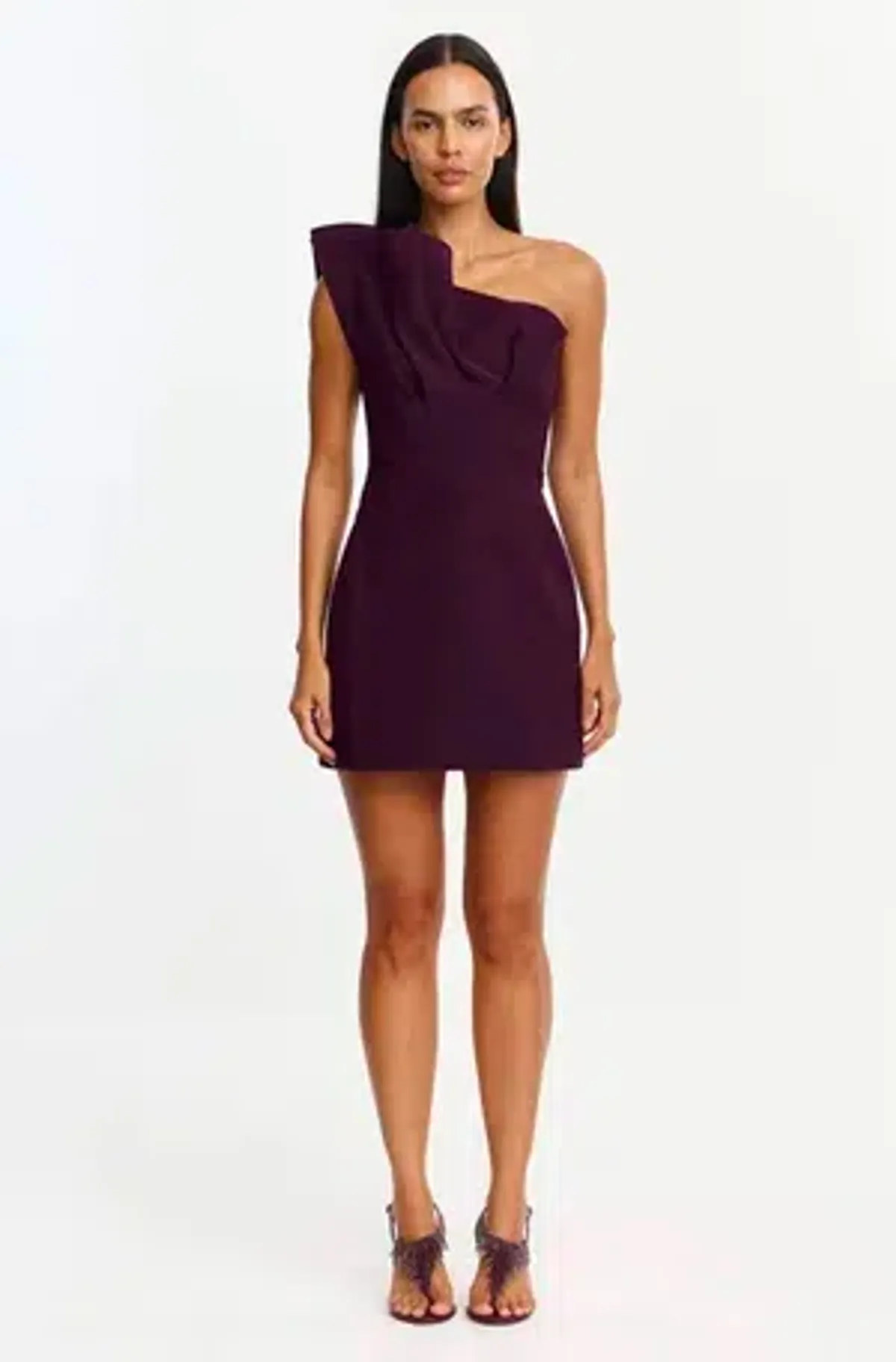 Acler Lugano Mini Dress - Fig - Size 10 for rent on The Volte - main image
