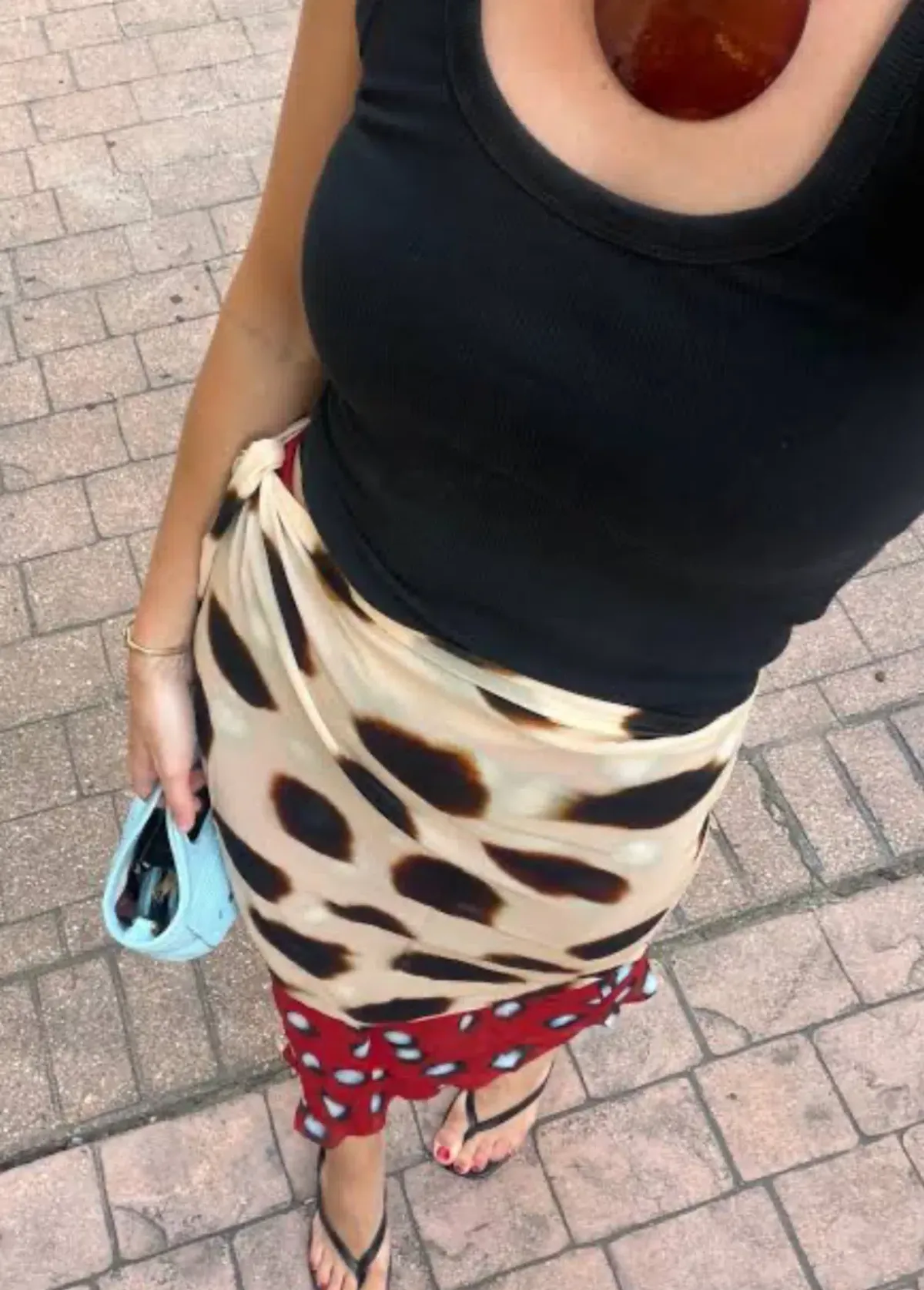 RAT & BOA RHETA MIDI SKIRT in size XS (Best fits AU 6 & 8) Red butterfly and animal dot print - Image 3