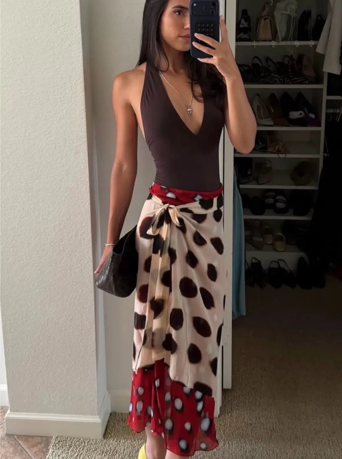 RAT & BOA RHETA MIDI SKIRT in size XS (Best fits AU 6 & 8) Red butterfly and animal dot print - Image 1