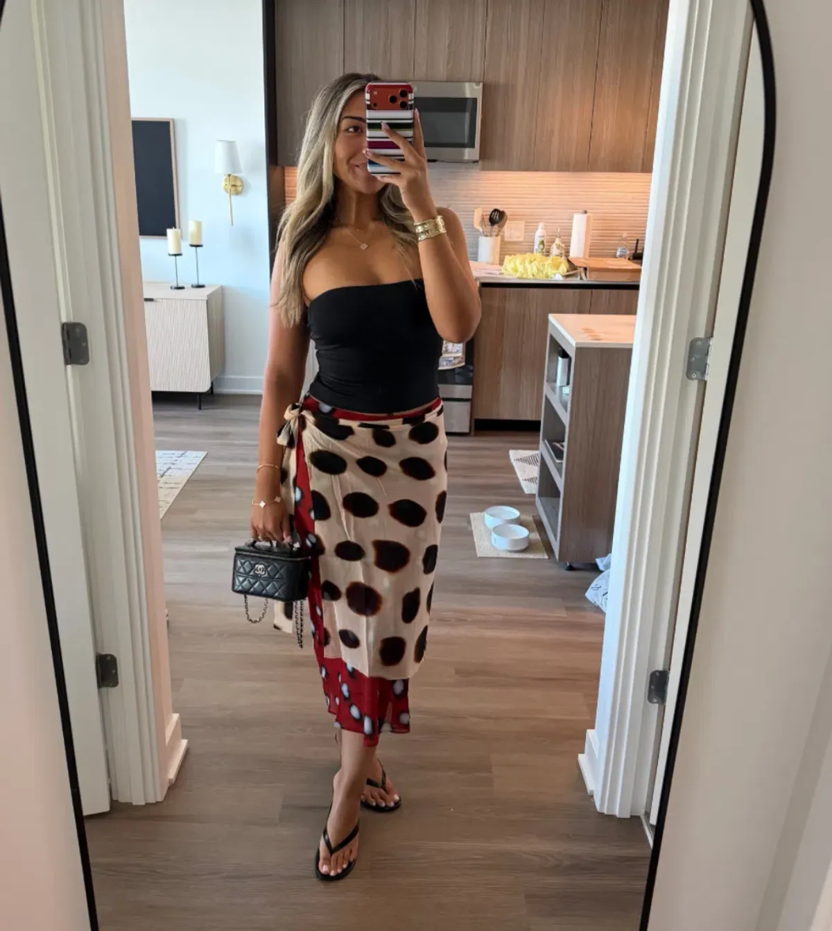 RAT & BOA RHETA MIDI SKIRT in size XS (Best fits AU 6 & 8) Red butterfly and animal dot print - Image 5