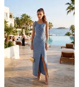 Sir The Label Olenna Twist Low Back Gown in Dusty Blue Size 3/AU 12 for rent on The Volte - image 1