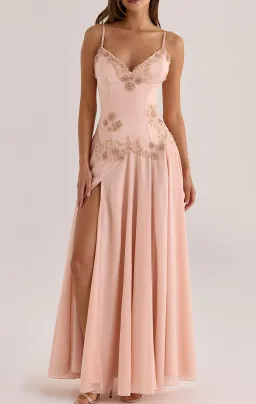 HOUSE OF CB SALOMA BLUSH EMBELLISHED MAXI DRESS SIZE S (AU8-10) for rent on The Volte - image 1