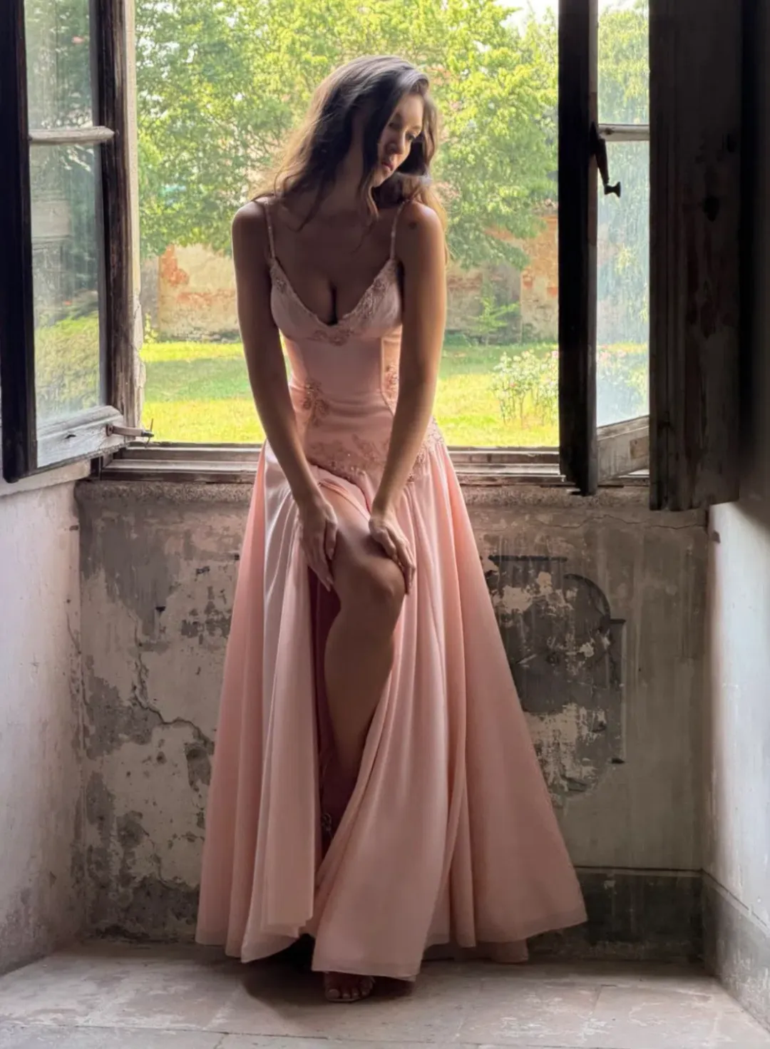 HOUSE OF CB SALOMA BLUSH EMBELLISHED MAXI DRESS SIZE S (AU8-10) for rent on The Volte - main image