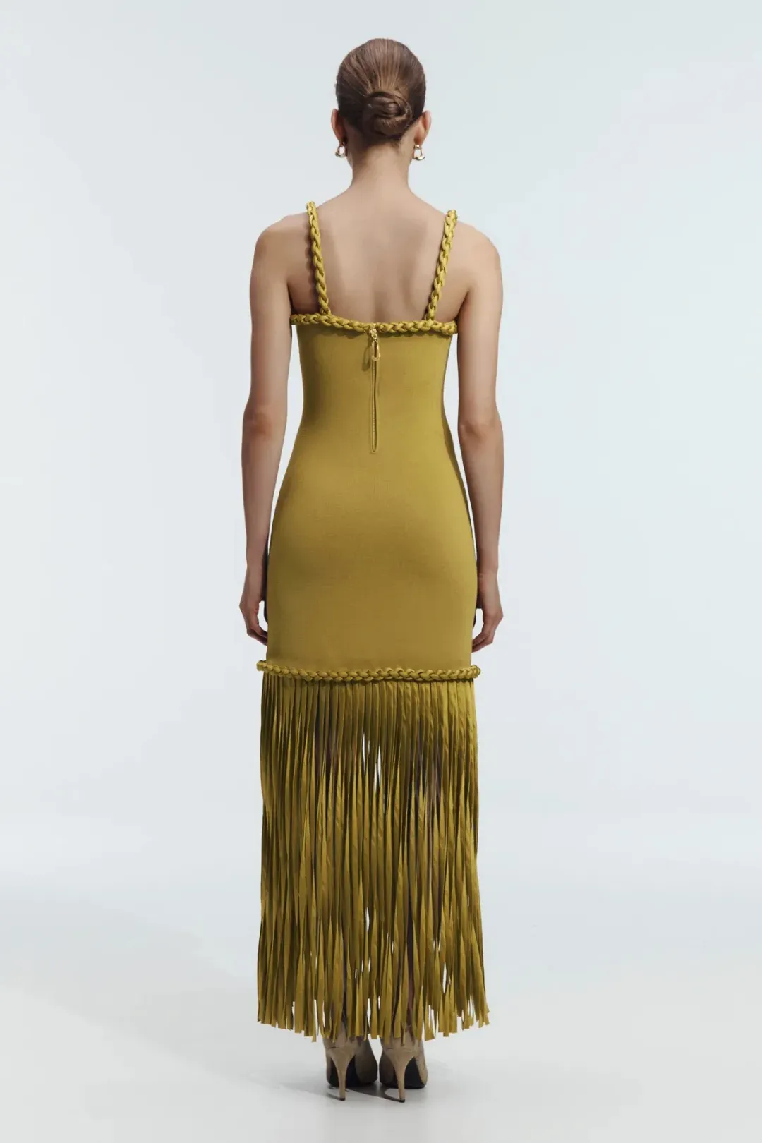 AJE RIBIONA KNIT MIDI DRESS OLIVE / SIZE 6 for rent on The Volte - main image