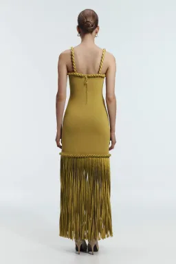 AJE RIBIONA KNIT MIDI DRESS OLIVE / SIZE 6 for rent on The Volte - image 4