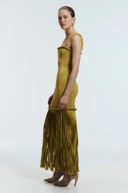 AJE RIBIONA KNIT MIDI DRESS OLIVE / SIZE 6 for rent on The Volte - image 3