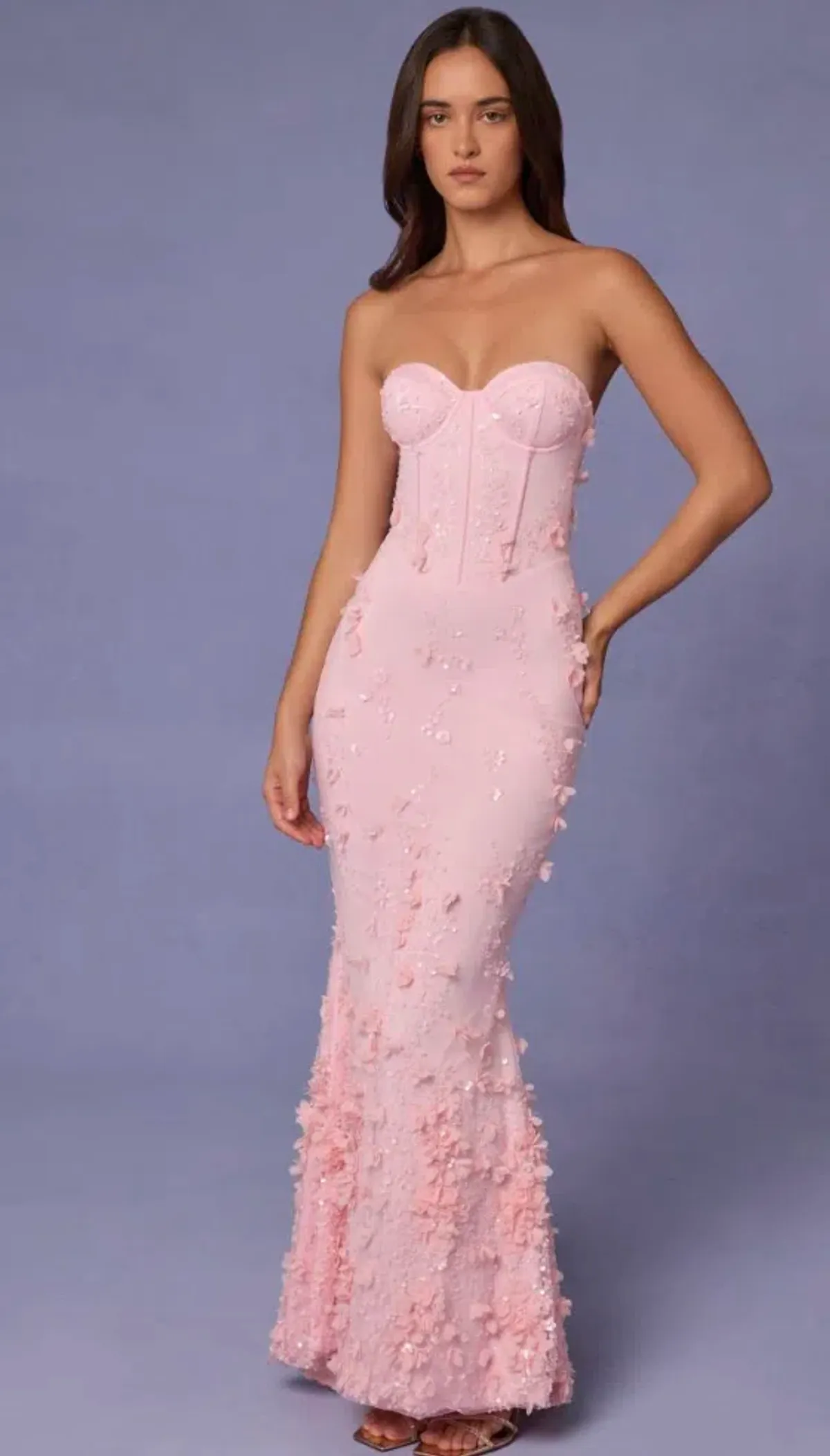 Oh Polly Amal Lace-Up Corset Maxi Dress - Image 1