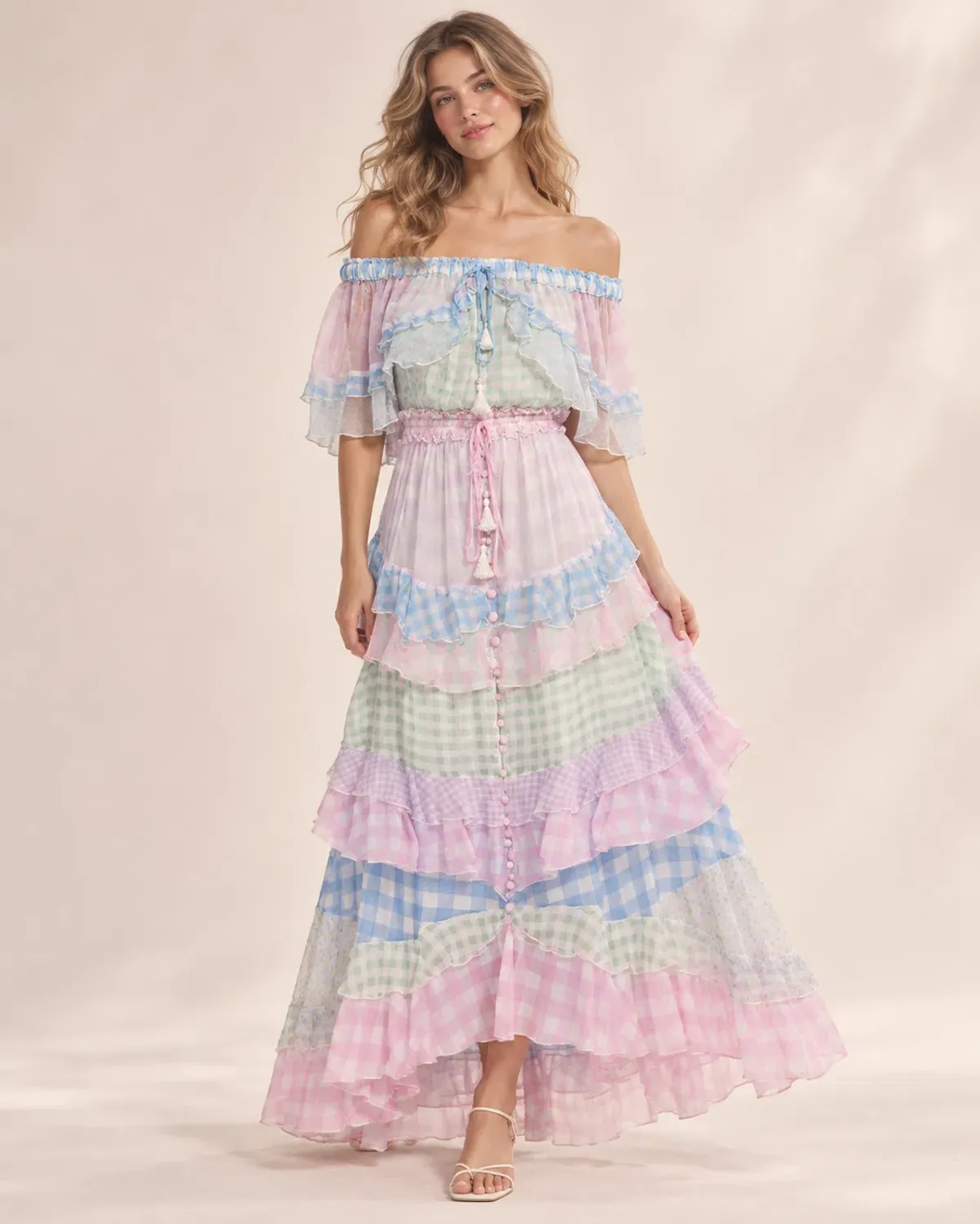 Fillyboo Tambourine Maxi Dress in Holly Gingham (Size M - Bump Friendly) - Image 2