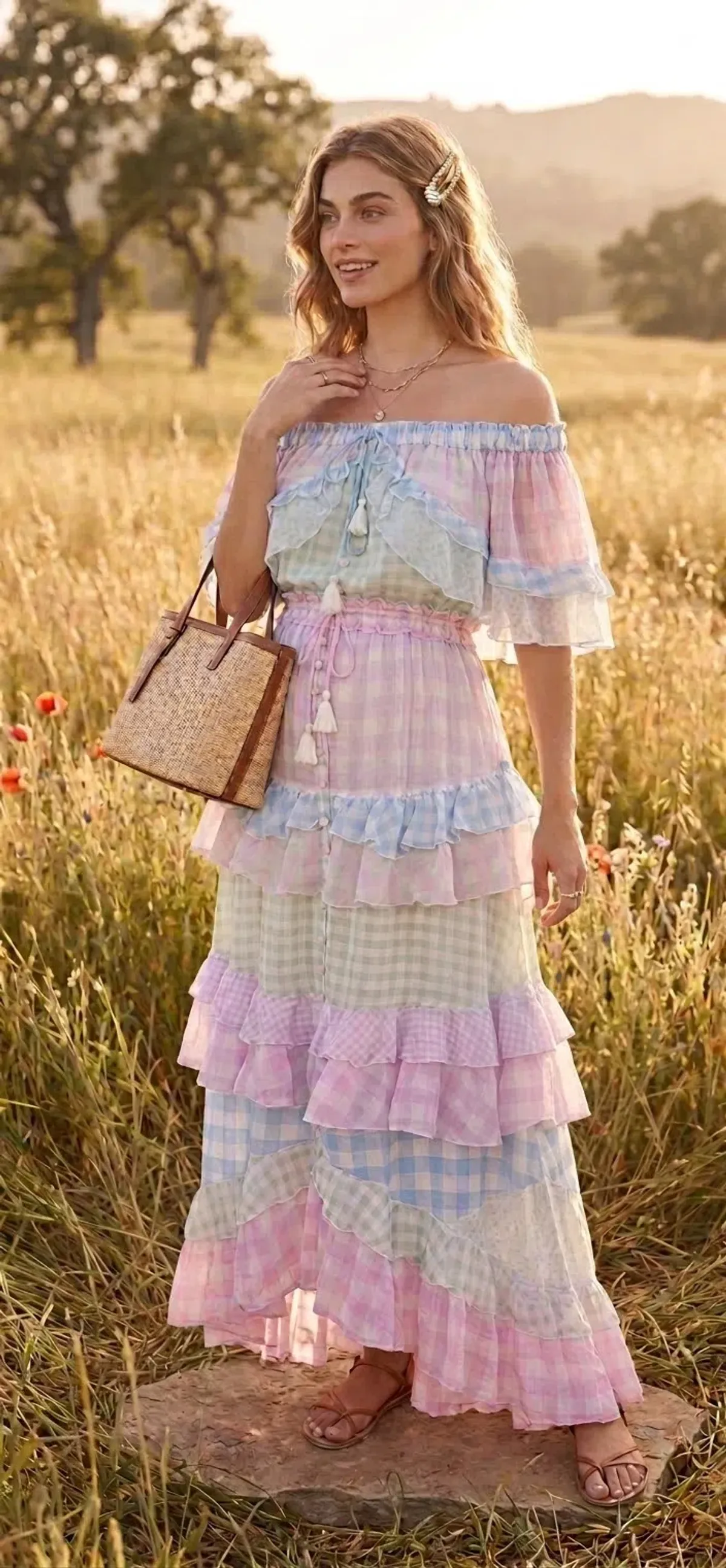 Fillyboo Tambourine Maxi Dress in Holly Gingham (Size M - Bump Friendly) - Image 1