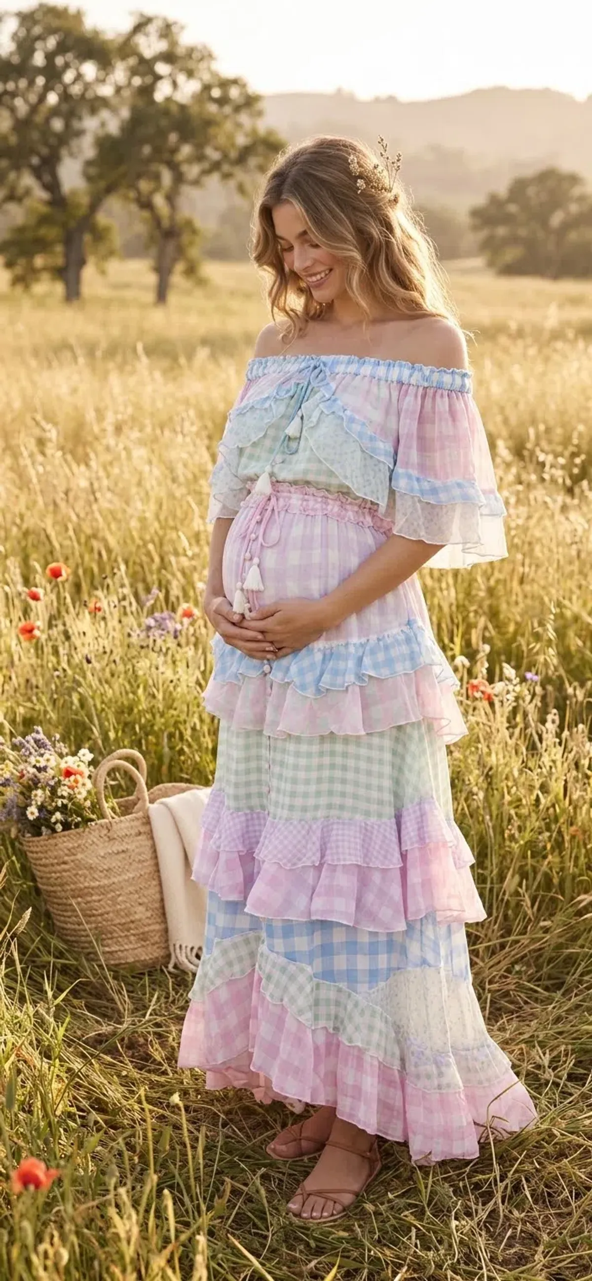 Fillyboo Tambourine Maxi Dress in Holly Gingham (Size M - Bump Friendly) - Image 3