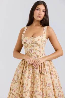 House of CB Alba in Honeyflower Print Gathered Cotton Midi Dress for rent on The Volte - image 2