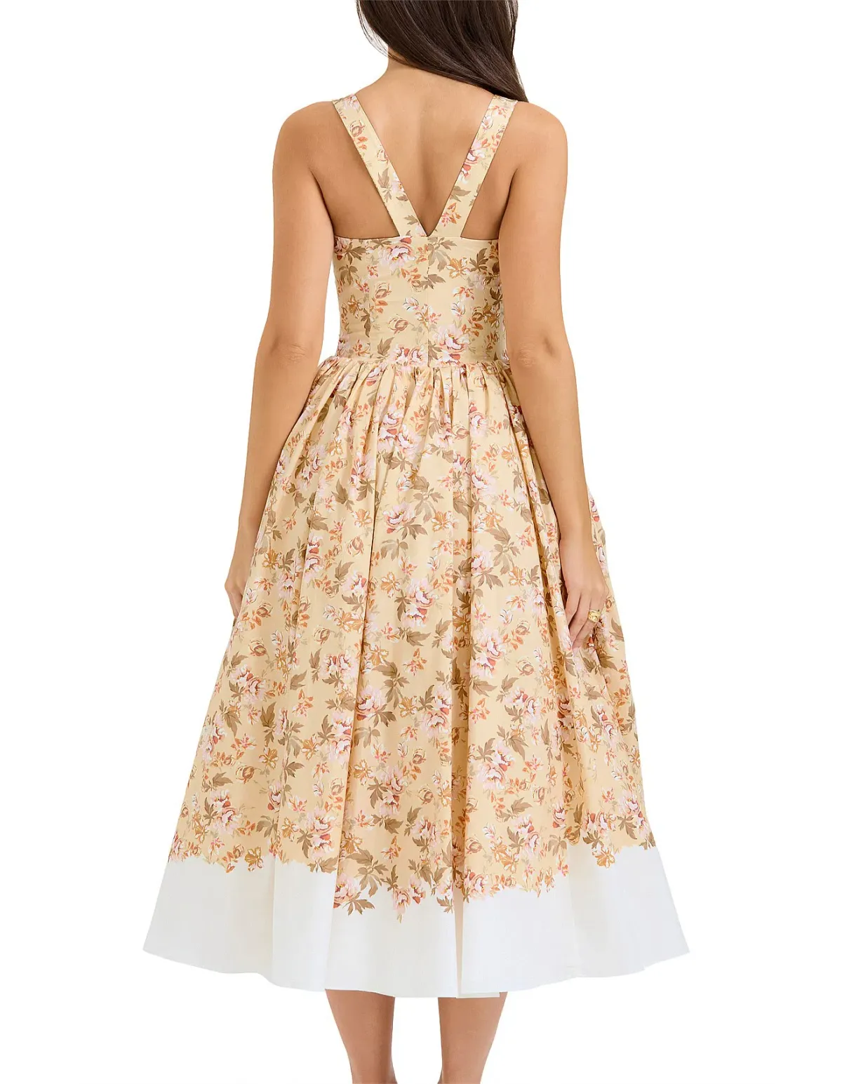 House of CB Alba in Honeyflower Print Gathered Cotton Midi Dress - Image 3
