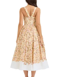 House of CB Alba in Honeyflower Print Gathered Cotton Midi Dress for rent on The Volte - image 3