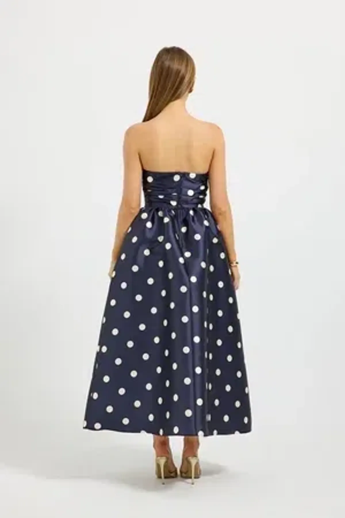 Pasduchas - Dottie Strapless Midi Dress - Navy - Size 14 - Image 4