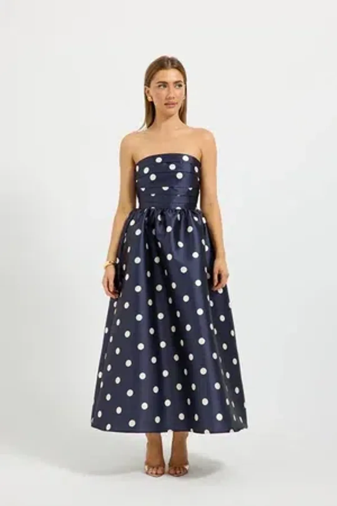 Pasduchas - Dottie Strapless Midi Dress - Navy - Size 14 for rent on The Volte - main image