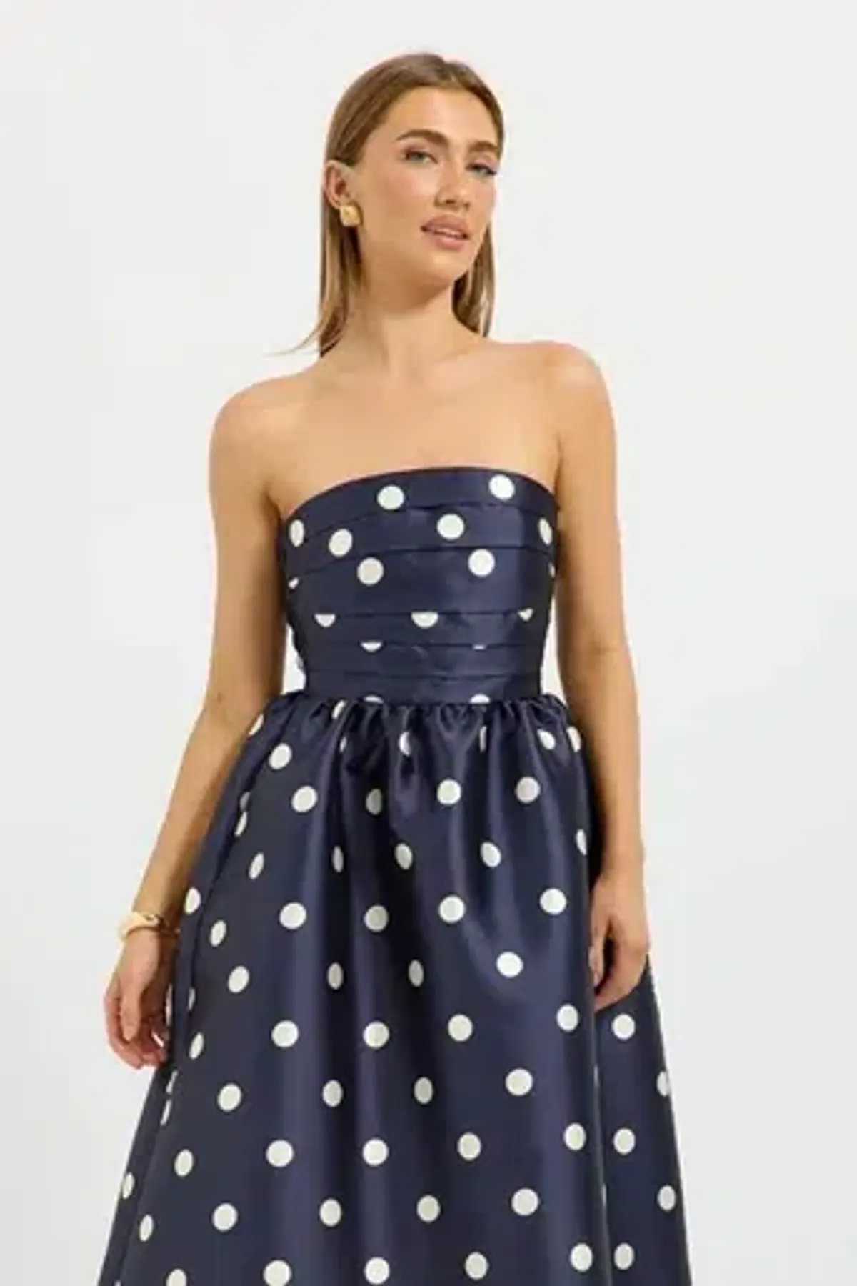 Pasduchas - Dottie Strapless Midi Dress - Navy - Size 14 - Image 3