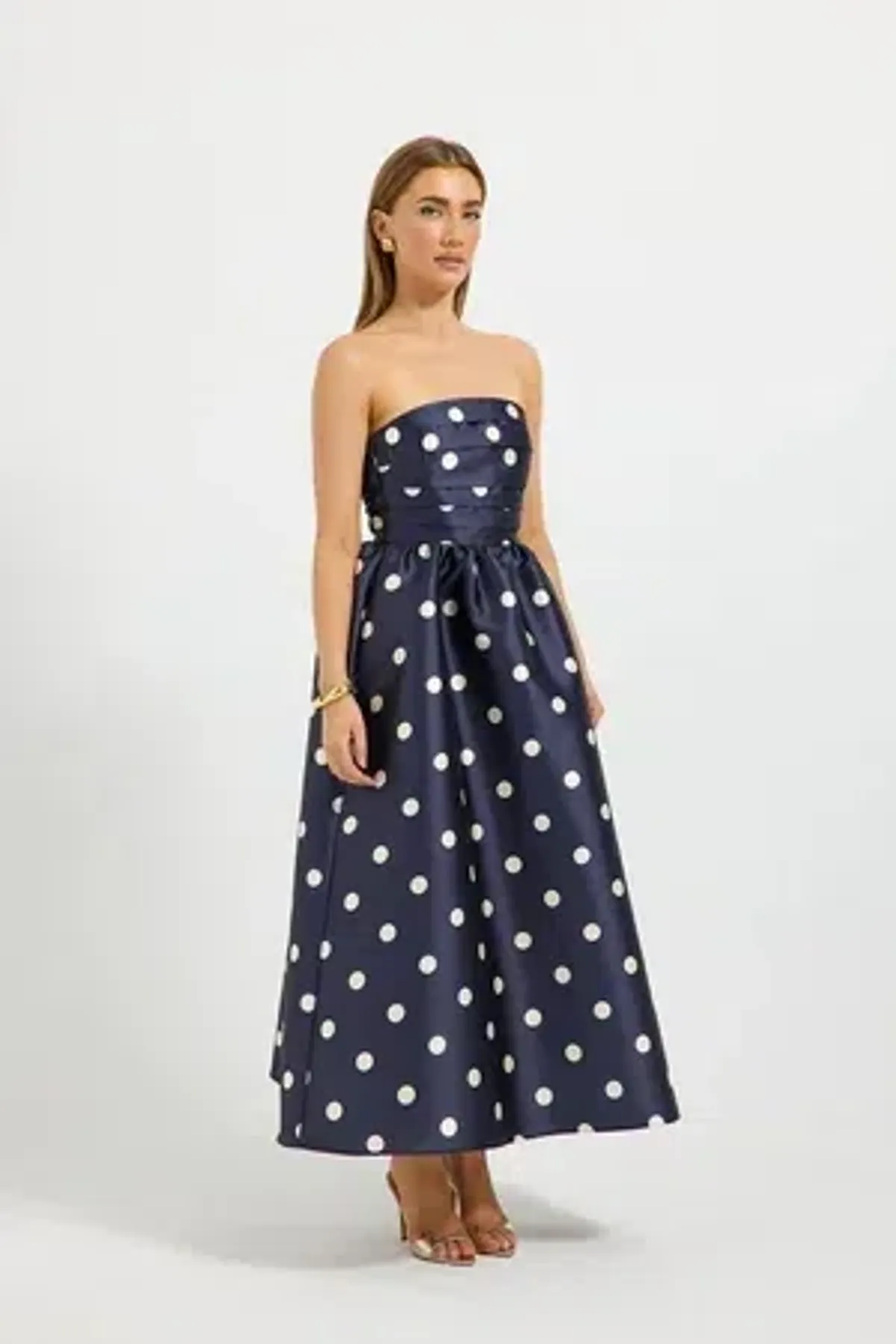 Pasduchas - Dottie Strapless Midi Dress - Navy - Size 14 - Image 2