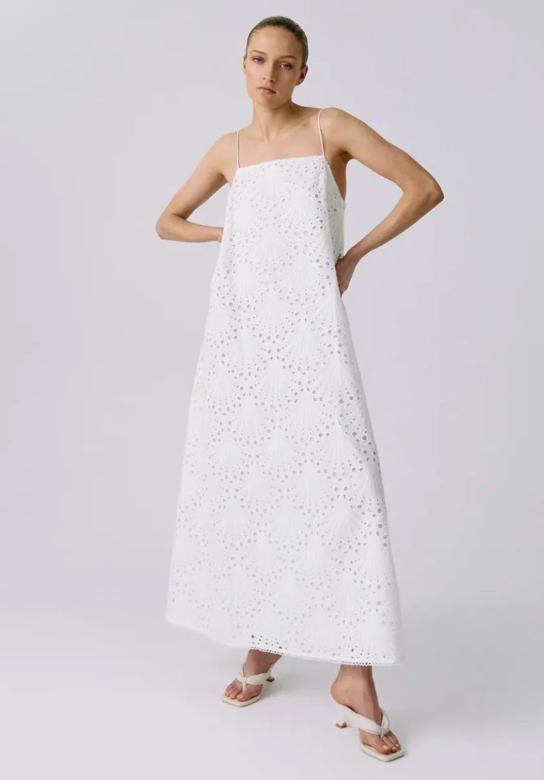 KIVARI White Elodie Midi Dress Size 8 for rent on The Volte - main image