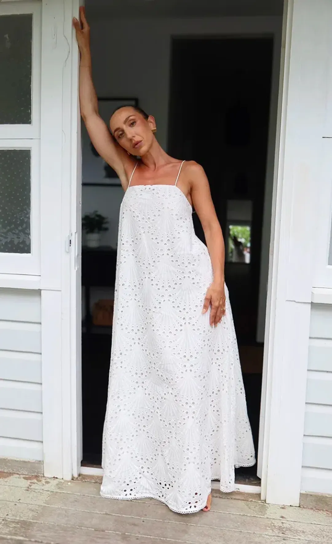 KIVARI White Elodie Midi Dress Size 8 for rent on The Volte - main image