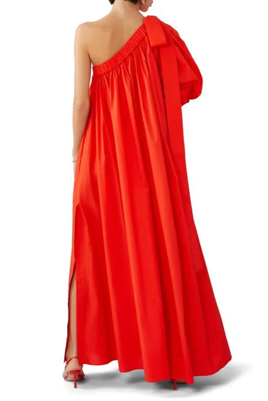 Oroton One Shoulder Bow Maxi Dress True Red 14 AU for rent on The Volte - main image