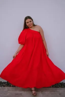 Oroton One Shoulder Bow Maxi Dress True Red 14 AU for rent on The Volte - image 3
