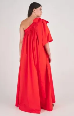 Oroton One Shoulder Bow Maxi Dress True Red 14 AU for rent on The Volte - image 10