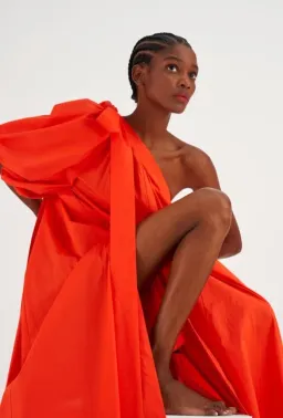 Oroton One Shoulder Bow Maxi Dress True Red 14 AU for rent on The Volte - image 5