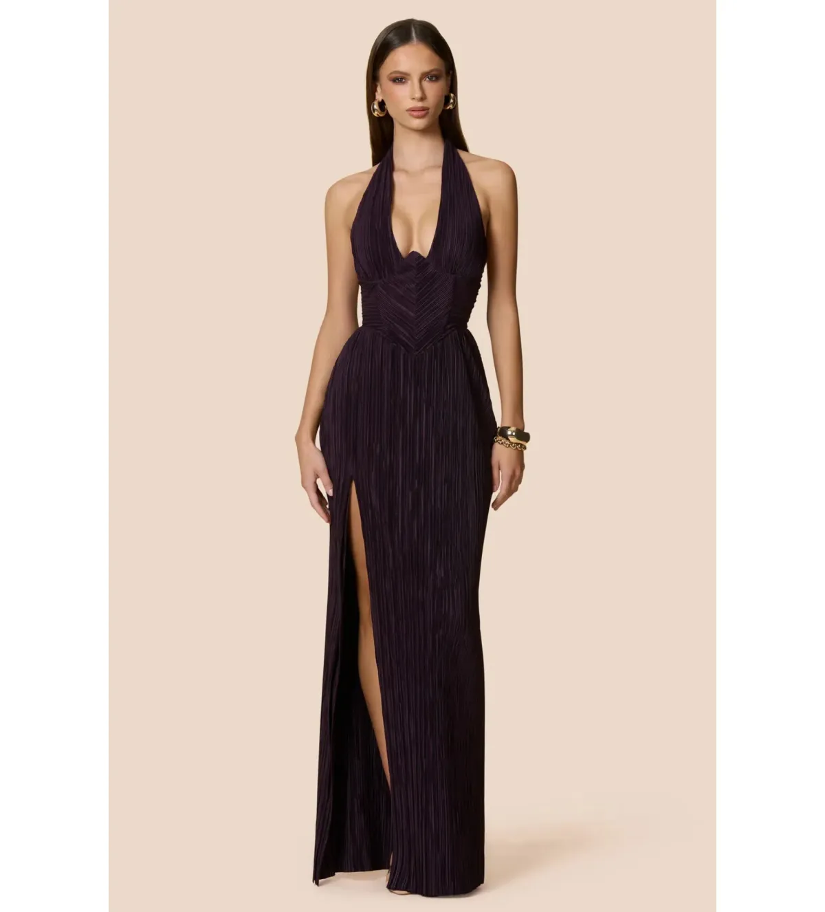 Nookie Belleza Gown in Plum Size L/AU12 for rent on The Volte - main image