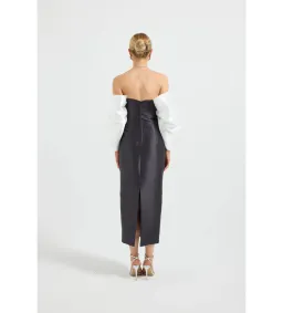 Pasduchas Matilda Shoulder Midi Dress in Black/White Size AU8 for rent on The Volte - image 3
