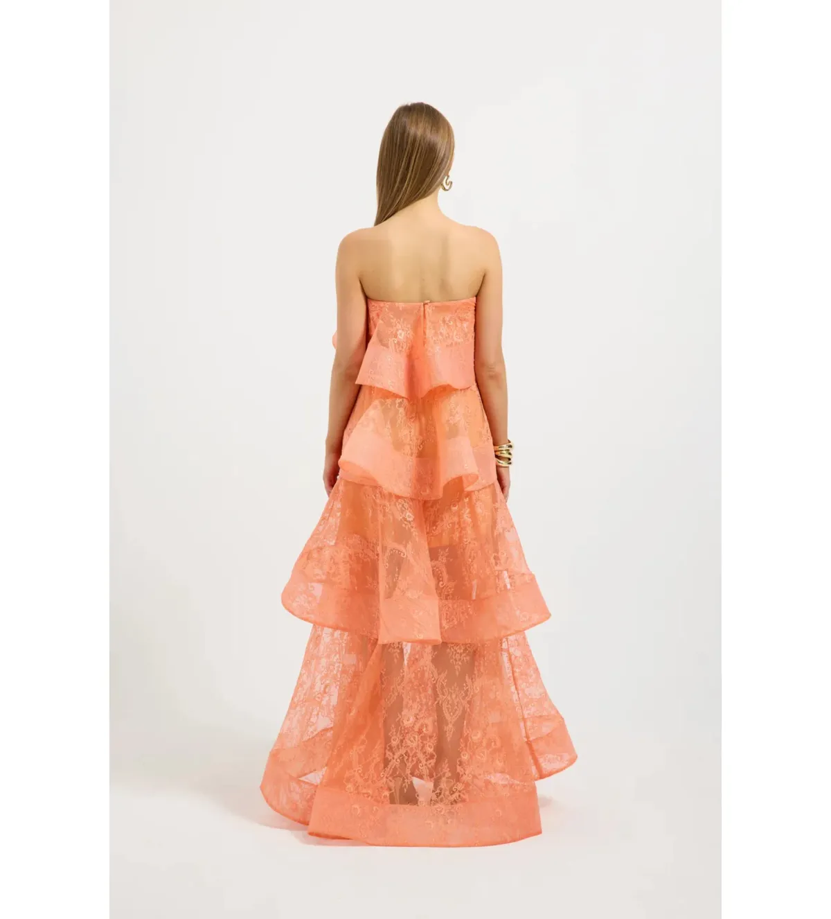 Pasduchas Ophelia Lace Maxi Dress in Orange Size AU8 - Image 3