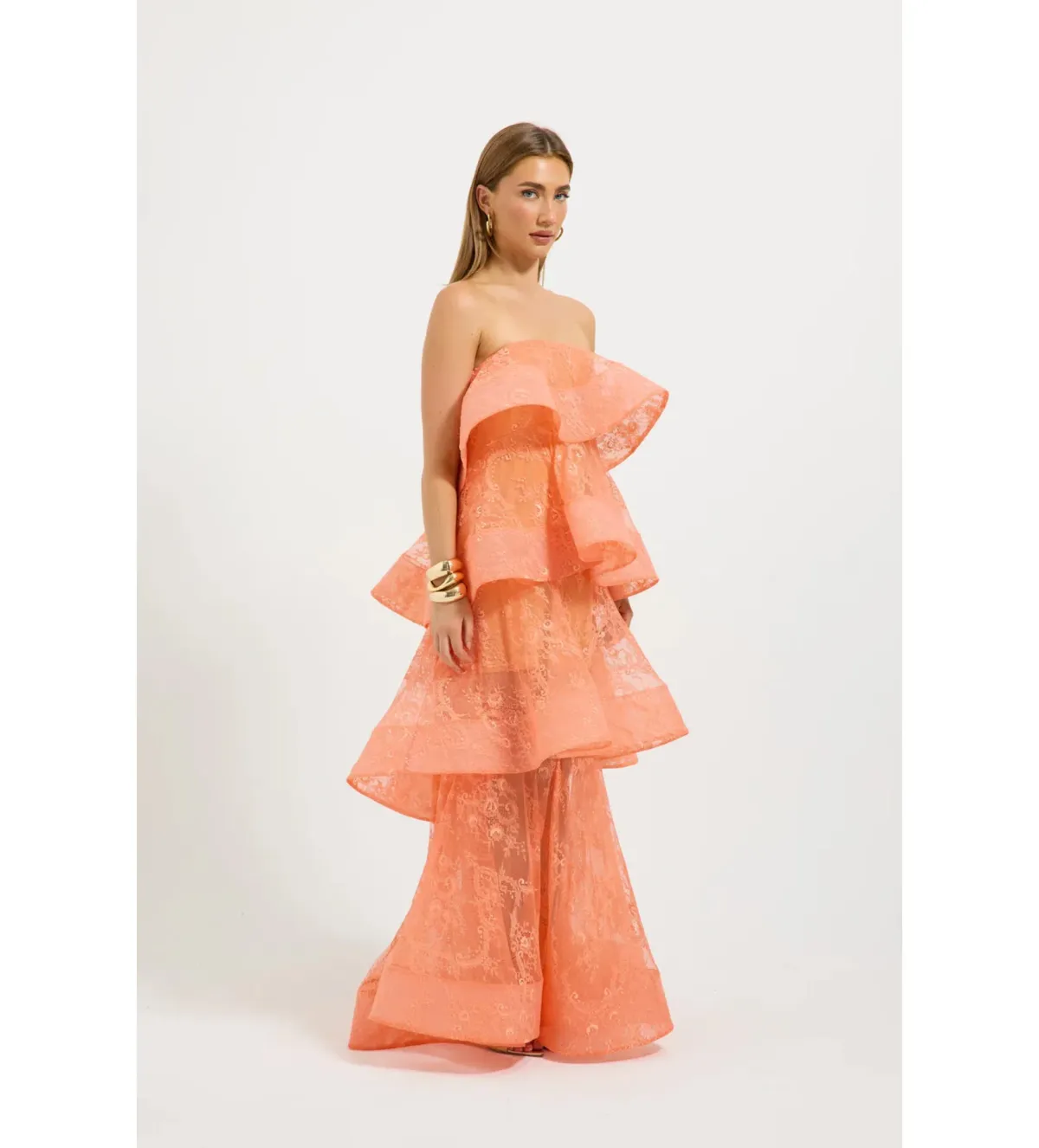 Pasduchas Ophelia Lace Maxi Dress in Orange Size AU10 - Image 2