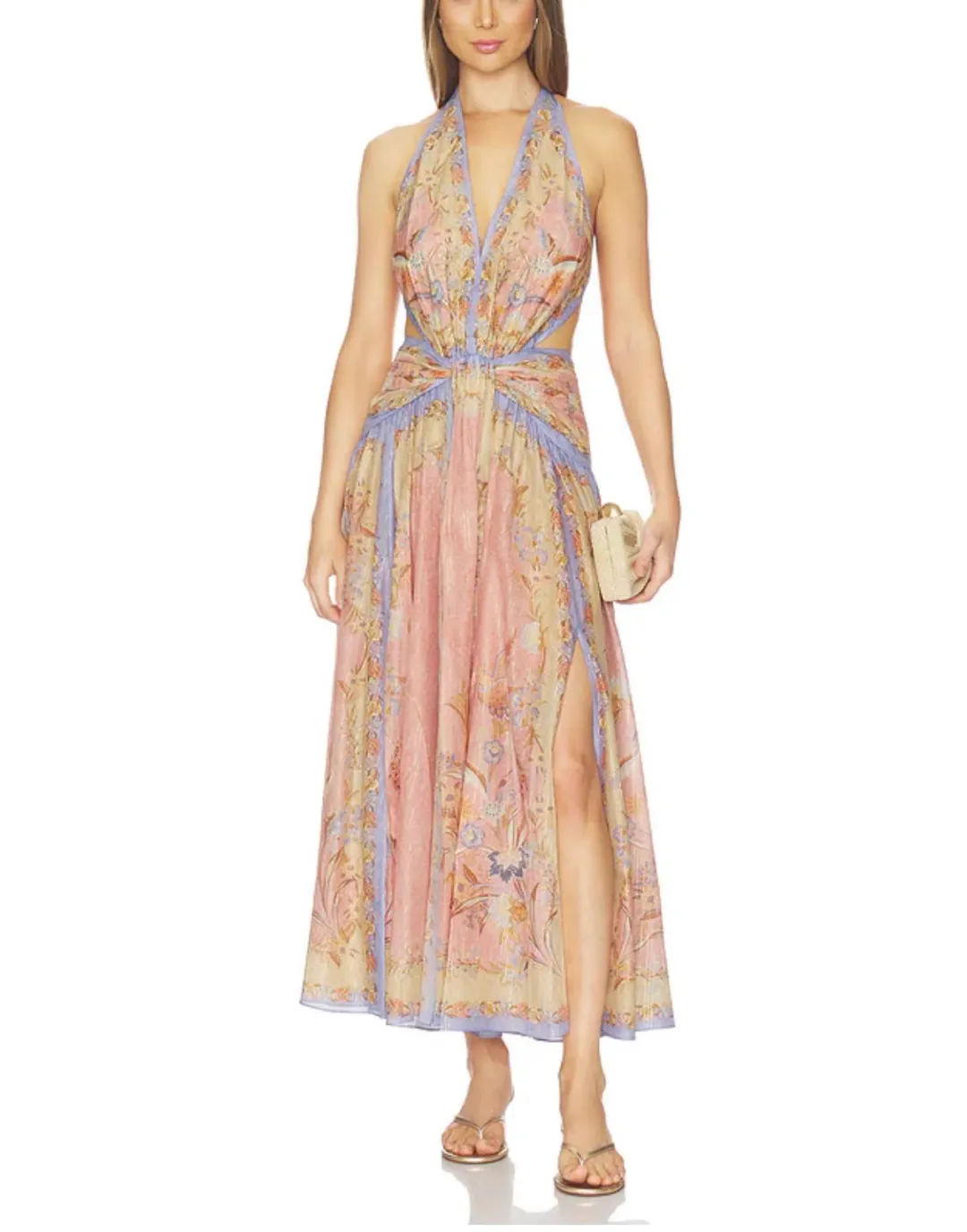 Zimmermann Indra Plunge Halter Maxi Dress AU 8 for rent on The Volte - main image