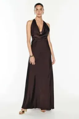 Manning Cartell - Charmed Cowl Slip Maxi Dress - Brown - Size 10 for rent on The Volte - image 1