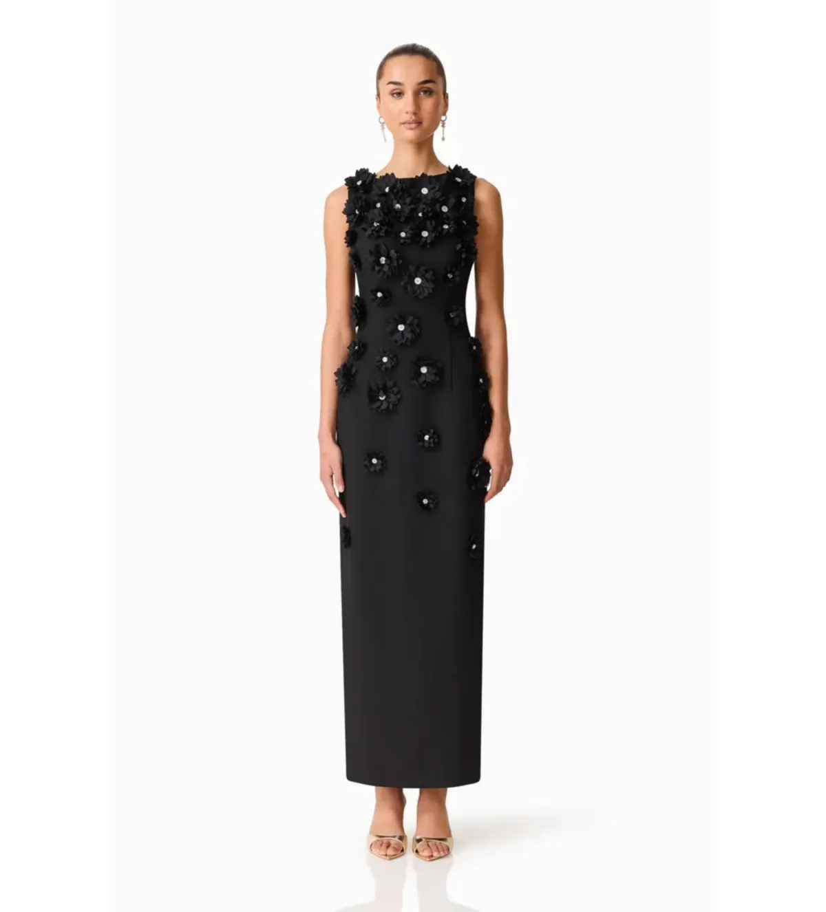 Elliat Dali Floral Applique Gown in Black Size XL/AU14 - Image 1