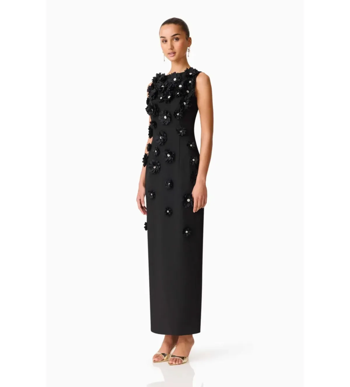 Elliat Dali Floral Applique Gown in Black Size XL/AU14 - Image 2