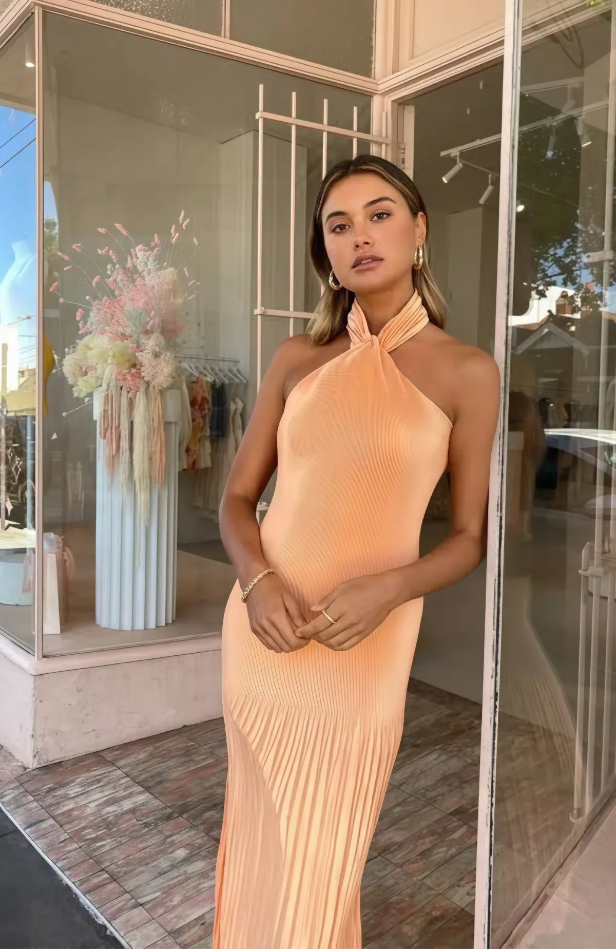 L'Idee Soiree Halter Gown Orange Size AU 8 / S - Image 2