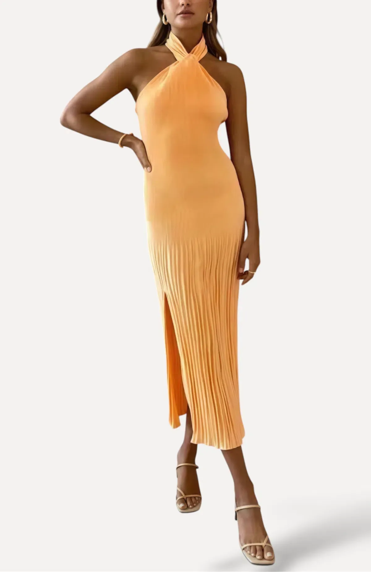 L'Idee Soiree Halter Gown Orange Size AU 8 / S - Image 1