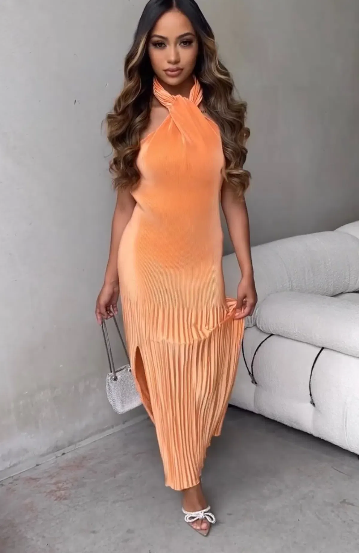 L'Idee Soiree Halter Gown Orange Size AU 8 / S - Image 5