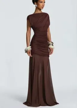 BabyBoo - Demelza Maxi Dress - Plum Brown - Size 12 for rent on The Volte - image 1