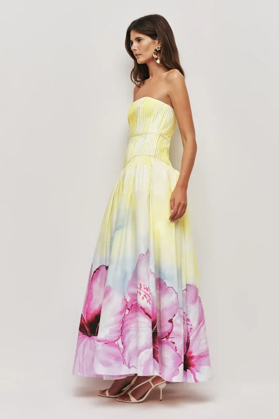 Brand new🌺Aje Vacation Gown - Ombre Hibiscus - Size 12 - Floral Yellow / Pink Maxi Dress 🌺 for rent on The Volte - main image