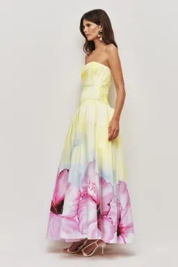 Brand new🌺Aje Vacation Gown - Ombre Hibiscus - Size 12 - Floral Yellow / Pink Maxi Dress 🌺 for rent on The Volte - image 4